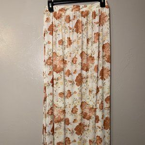 Cream Floral Tie Waist Cover-Up Beach Skirt